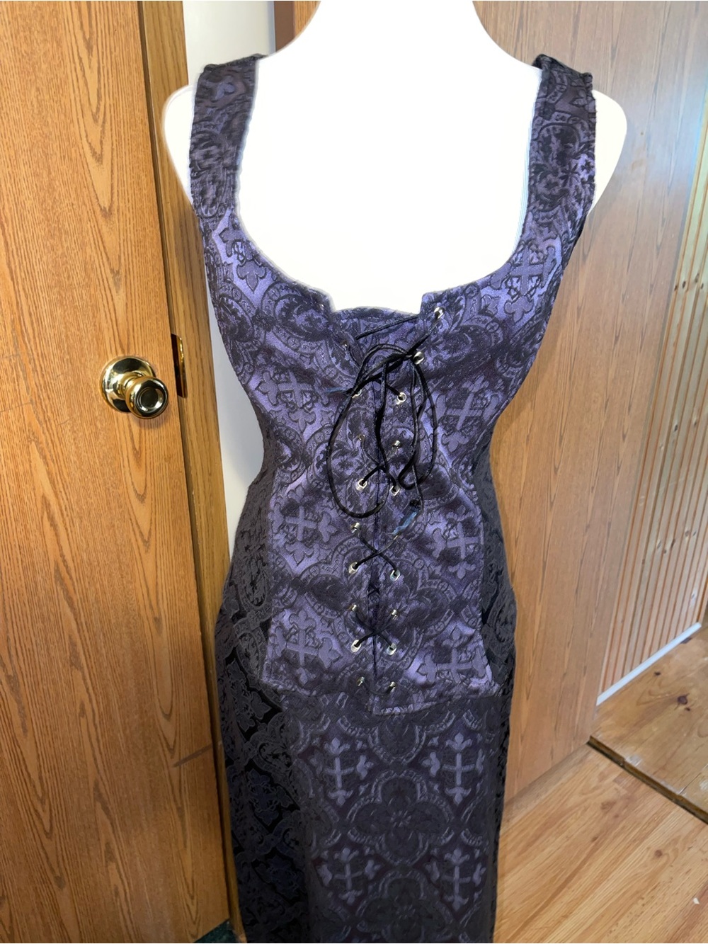 Morbid Threads Purple Lace-Up Gothic Corset Top and Maxi Skirt